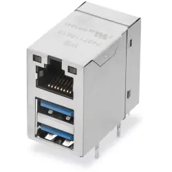 Socket, RJ45, 8 pole, 8P8C, Cat 5e, solder connection, through hole, 7497110616