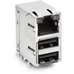 Socket, RJ45, 8 pole, 8P8C, Cat 5e, solder connection, through hole, 7497111611A