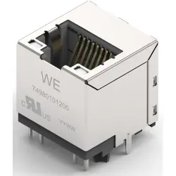 Socket, RJ45, 8 pole, 8P8C, Cat 5, solder connection, through hole, 74980101200