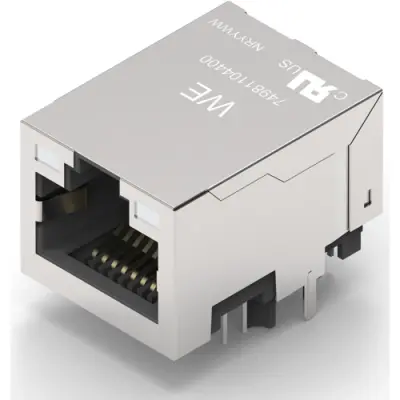 Socket, RJ45, 8 pole, 8P8C, Cat 5e, solder connection, through hole, 74981104400 - 1