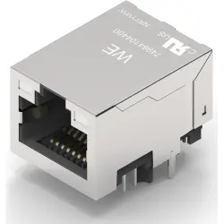 Socket, RJ45, 8 pole, 8P8C, Cat 5, solder connection, through hole, 74984104400