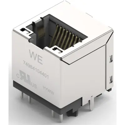Socket, RJ45, 10 pole, 10P10C, Cat 5, solder connection, through hole, 74984104401 - 1