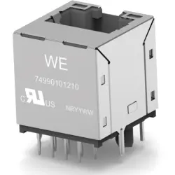 Socket, RJ45, 8 pole, 8P8C, Cat 5, solder connection, through hole, 74990101210