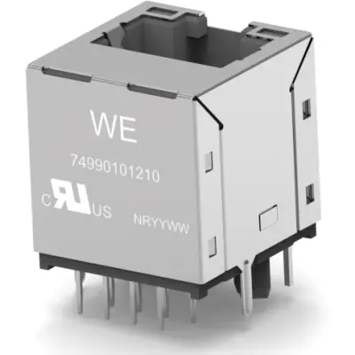 Socket, RJ45, 8 pole, 8P8C, Cat 5, solder connection, through hole, 74990101241 - 1