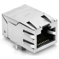 Socket, RJ45, 8 pole, 8P8C, Cat 5, solder connection, through hole, 74990110030