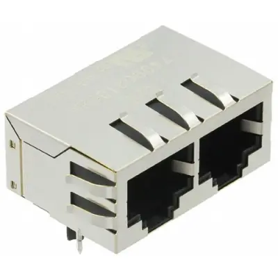 Socket, RJ45, 8 pole, 8P8C, Cat 5, solder connection, through hole, 7499021002A - 1