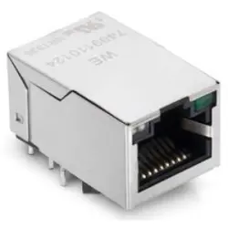 Socket, RJ45, 8 pole, 8P8C, Cat 5, solder connection, through hole, 7499110124