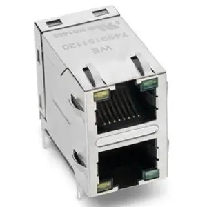 Socket, RJ45, 8 pole, 8P8C, Cat 5e, solder connection, through hole, 7499151120 - 1