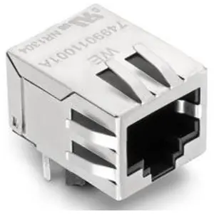Socket, RJ45, 8 pole, 8P8C, Cat 5, solder connection, through hole, 7499211002A - 1