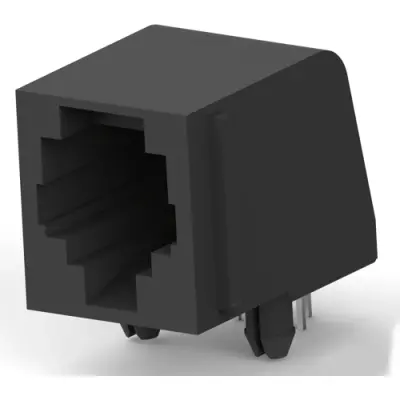 Socket, RJ11/RJ12/RJ14/RJ25, 6 pole, 6P6C, Cat 3, solder connection, PCB mounting, 5520250-3 - 1