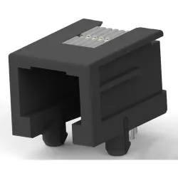 Socket, RJ25, 6 pole, 6P6C, Cat 3, solder connection, PCB mounting, 215876-1