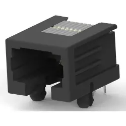 Socket, RJ45, 8 pole, 8P8C, Cat 3, solder connection, PCB mounting, 215877-1