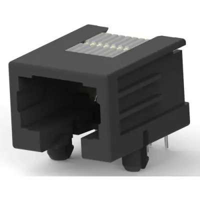 Socket, RJ45, 8 pole, 8P8C, Cat 3, solder connection, PCB mounting, 215877-1 - 1