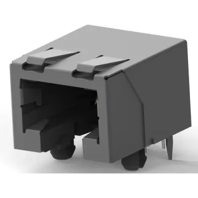 Socket, RJ45, 8 pole, 8P8C, Cat 3, solder connection, PCB mounting, 3-5338556-1 - 1