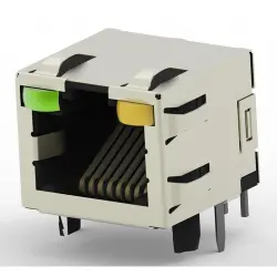 Socket, RJ45, 8 pole, 8P8C, Cat 5, solder connection, PCB mounting, 2-406549-1