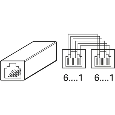 Modular adapter, RJ45 plug to 2 x RJ45 socket, straight, 142208 - 1