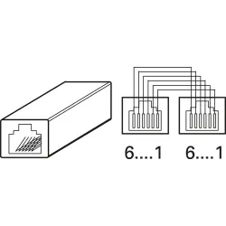 Modular adapter, RJ45 plug to 2 x RJ45 socket, straight, 142208