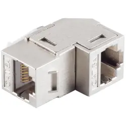 Keystone connector, RJ45 socket to RJ45 socket, angled, Cat 6A, BS08-10004