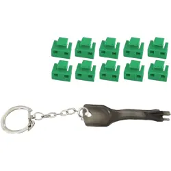 Blocker kit, green, for RJ45 socket, BS08-01031, package with 11 pieces