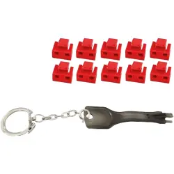 Blocker kit, red, for RJ45 socket, BS08-01033, package with 11 pieces