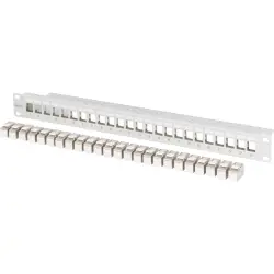 Patch panel, 24 x DN-93615, horizontal, 1 row, (W x H) 483 x 44 mm, gray, DN-91410-24