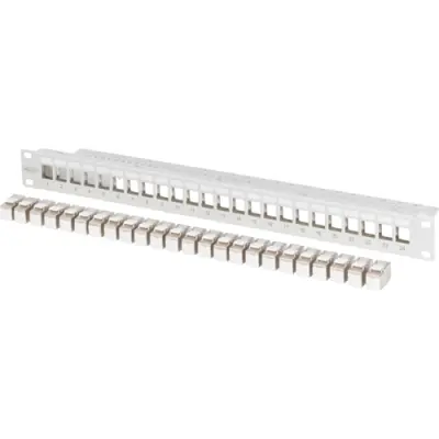Patch panel, 24 x DN-93615, horizontal, 1 row, (W x H) 483 x 44 mm, gray, DN-91410-24 - 1