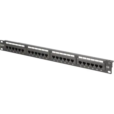 Patch panel, 24 x RJ45, horizontal, 1 row, (W x H x D) 428 x 44 x 109 mm, black, DN-91624U-CR - 1