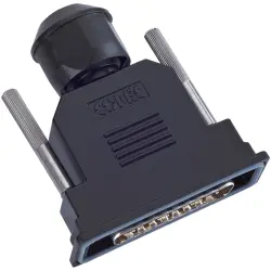 D-Sub connector housing, size: 2 (DA), straight 180°, cable Ø 9 to 11 mm, PBT, black, 15-004670