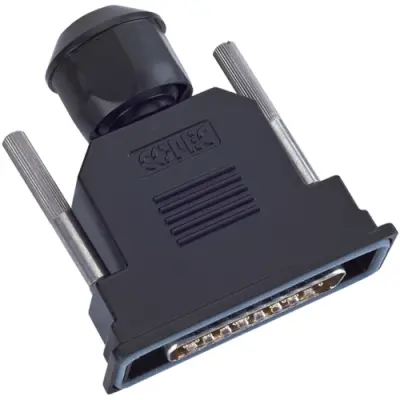 D-Sub connector housing, size: 2 (DA), straight 180°, cable Ø 9 to 11 mm, PBT, black, 15-004670 - 1
