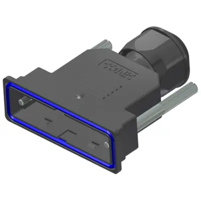 D-Sub connector housing, size: 3 (DB), straight 180°, cable Ø 10 to 12 mm, PBT, black, 15-004680 - 1