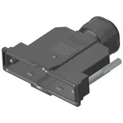 D-Sub connector housing, size: 4 (DC), straight 180°, cable Ø 14 to 16 mm, PBT, black, 15-004690