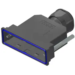 D-Sub connector housing, size: 5 (DD), straight 180°, cable Ø 14 to 16 mm, PBT, black, 15-004700