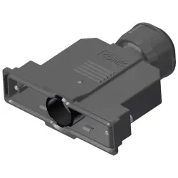 D-Sub connector housing, size: 4 (DC), straight 180°, cable Ø 14 to 16 mm, PBT, black, 15-004740