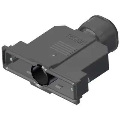 D-Sub connector housing, size: 4 (DC), straight 180°, cable Ø 14 to 16 mm, PBT, black, 15-004740 - 1