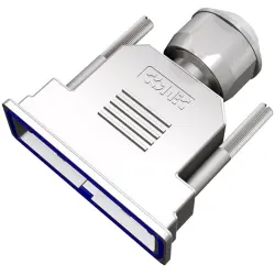 D-Sub connector housing, size: 1 (DE), straight 180°, cable Ø 9 to 11 mm, ABS, silver, 15-004770