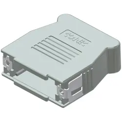 D-Sub connector housing, size: 2 (DA), straight 180°, angled 90°, cable Ø 10 mm, ABS, silver, 16-001760E