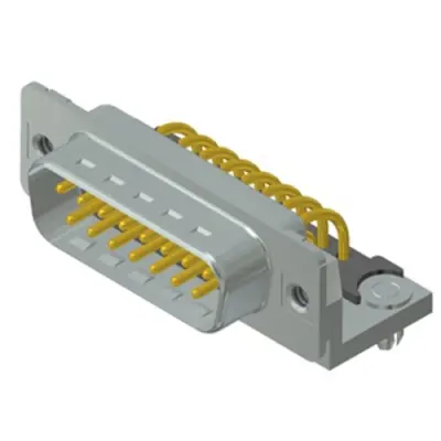 D-Sub plug, 15 pole, standard, equipped, angled, solder pin, 163A16369X - 1