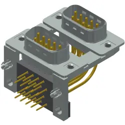 D-Sub plug, 9 pole, high density, equipped, pin header/pin header, angled, solder pin, 163A19489X