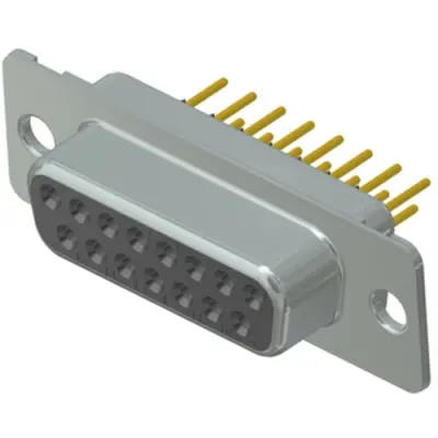D-Sub socket, 15 pole, standard, equipped, straight, solder pin, 164B10079X - 1