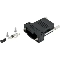 D-Sub connector housing, size: 1 (DE), straight 180°, cable Ø 11 mm, PBT, black, 165X03309AE