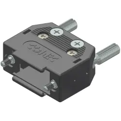 D-Sub connector housing, size: 1 (DE), straight 180°, cable Ø 8.5 mm, PA, black, 165X10139XE