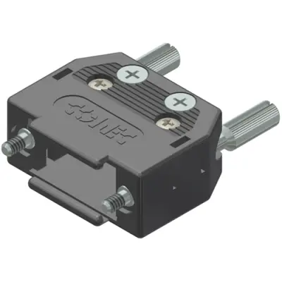 D-Sub connector housing, size: 1 (DE), straight 180°, cable Ø 8.5 mm, PA, black, 165X10139XE - 1