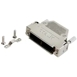 D-Sub connector housing, size: 1 (DE), straight 180°, cable Ø 8.5 mm, ABS, silver, 165X10909XE