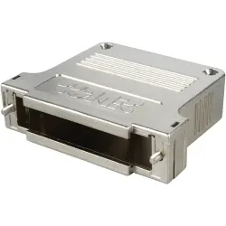 D-Sub connector housing, size: 4 (DC), straight 180°, cable Ø 14.5 mm, ABS, silver, 165X13499XE