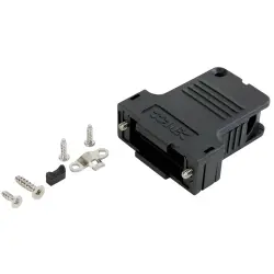 D-Sub connector housing, size: 1 (DE), angled 45°, cable Ø 4 to 6.3 mm, ABS, black, 165X13519XE