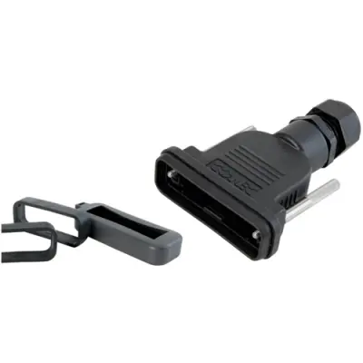 D-Sub connector housing, size: 5 (DD), straight 180°, cable Ø 13 to 20 mm, PBT, black, 165X14859XE - 1