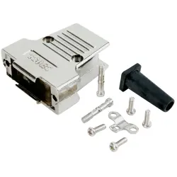 D-Sub connector housing, size: 1 (DE), angled 40°, cable Ø 5 mm, zinc die casting, silver, 165X17559XE