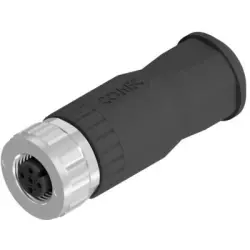 Jack, M12, 4 pole, screw connection, screw locking, straight, 43-00092