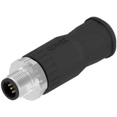 Plug, M12, 4 pole, screw connection, screw locking, straight, 43-00100 - 1