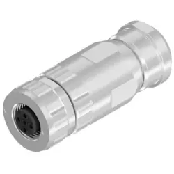 Jack, M12, 4 pole, screw connection, screw locking, straight, 43-00113
